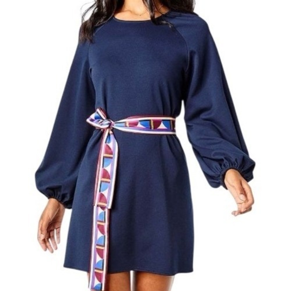 Cartolina Women's Emma Ponte Dress Navy Size XL Quiet Luxury Minimalist Bohemian